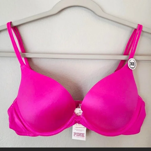 PINK Victoria's Secret Fuchsia Pink Push-up Bra size 36B - Picture 2 of 7